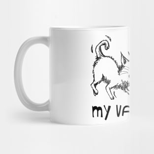 Valentine Humor with Funny Cat Illustration and Text Mug